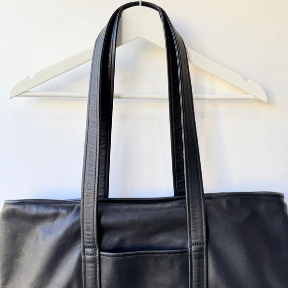 Coach Vintage Black Leather Tote Shoulder Bag – Classic Large Carryall - Picture 6 of 11